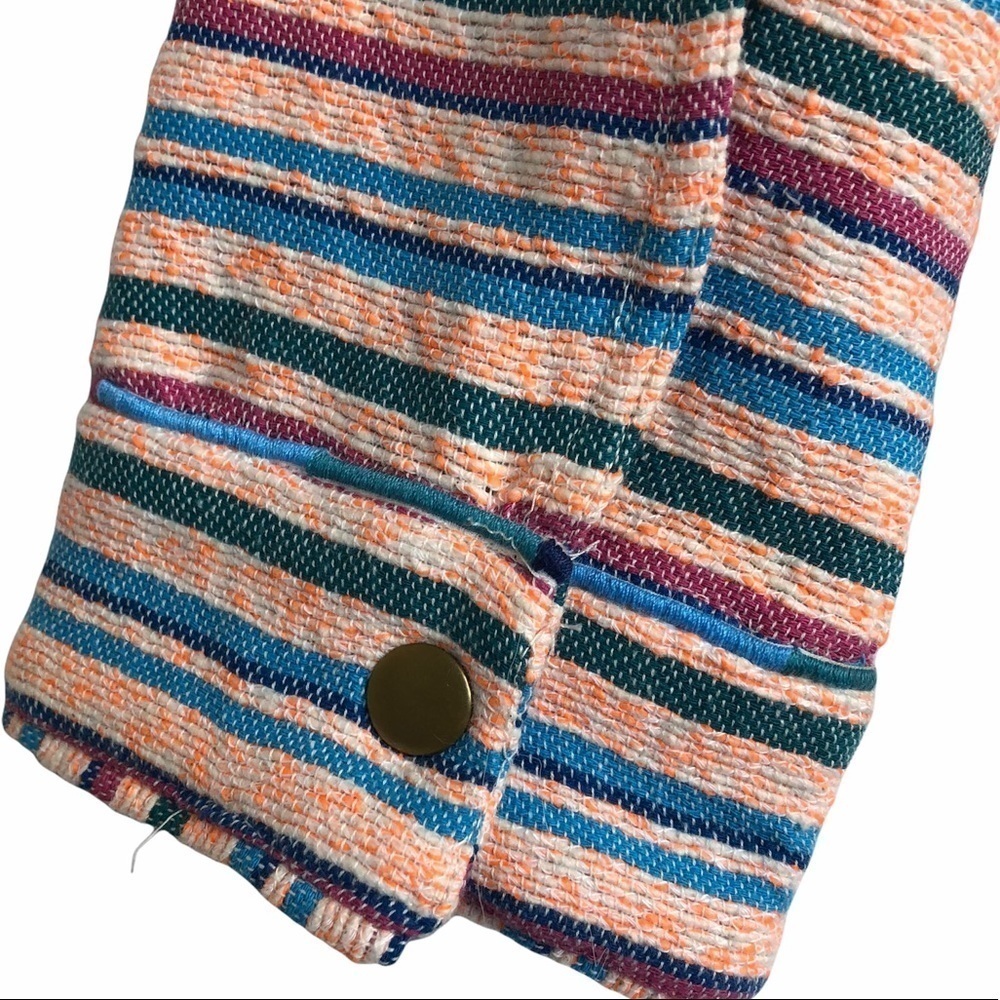 ZARA NWT “Leslie” Striped Shirt Jacket Size Medium in Bright Pink Multi - Picture 11 of 15